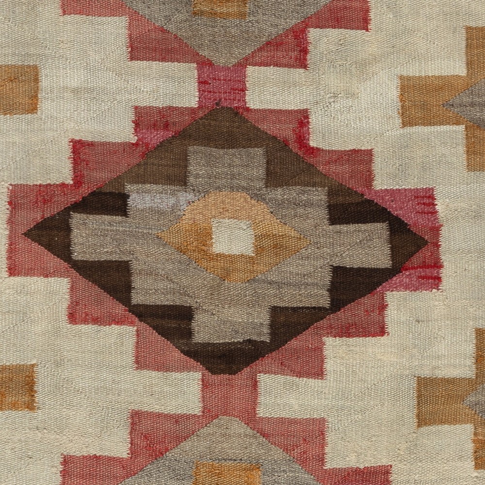 Mid-Century Navajo Rug, Crystal Style, Handwoven Wool, Natural and Earth Tones, Circa 1940–1955 Mid-Century Navajo Rug, Crystal Style, Handwoven Wool, Natural and Earth Tones, Circa 1940–1955