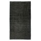 Vintage Handmade Turkish Wool Area Rug Overdyed in Black for Modern Interiors