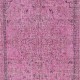 Hand-knotted Vintage Turkish Wool Area Rug Overdyed in Pink for Modern Interiors Hand-knotted Vintage Turkish Wool Area Rug Overdyed in Pink for Modern Interiors