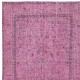 Hand-knotted Vintage Turkish Wool Area Rug Overdyed in Pink for Modern Interiors Hand-knotted Vintage Turkish Wool Area Rug Overdyed in Pink for Modern Interiors