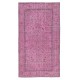 Hand-knotted Vintage Turkish Wool Area Rug Overdyed in Pink for Modern Interiors Hand-knotted Vintage Turkish Wool Area Rug Overdyed in Pink for Modern Interiors