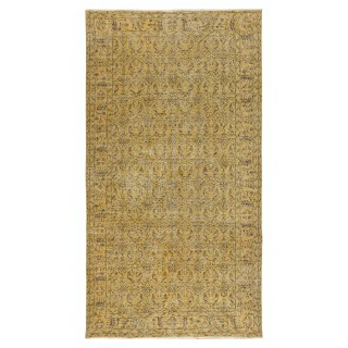 Modern Yellow Turkish Rug. Vintage Handmade Wool Area Rug