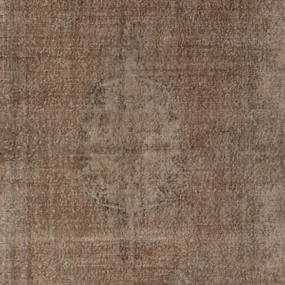 Vintage Handmade Turkish Wool Area Rug Overdyed in Brown color for Contemporary Interiors