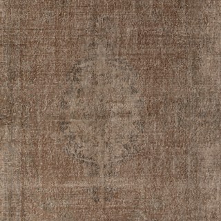 Vintage Handmade Turkish Wool Area Rug Overdyed in Brown color for Contemporary Interiors