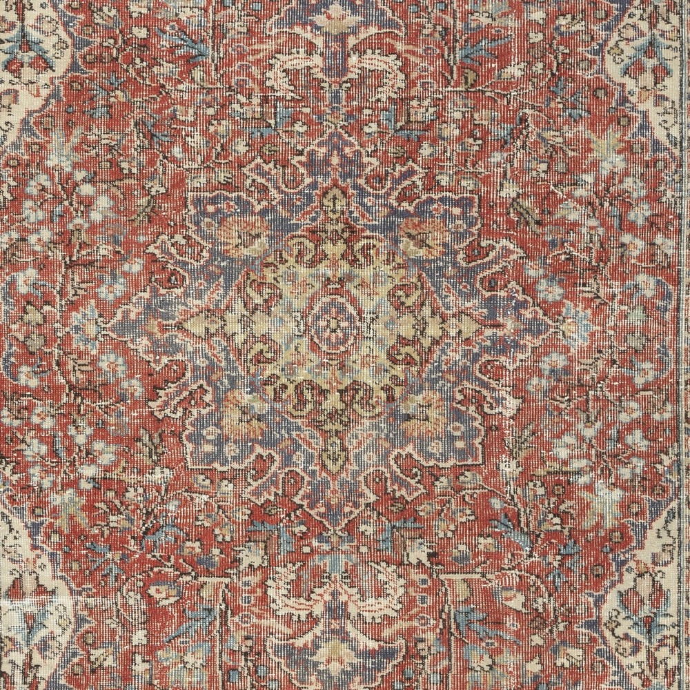 Handmade Turkish Vintage Rug. Traditional Wool Area Carpet for Living Room or Bedroom