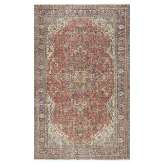 Handmade Turkish Vintage Rug. Traditional Wool Area Carpet for Living Room or Bedroom
