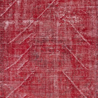 Modern Red Turkish Rug for Bedroom. Vintage Handmade Wool Area Rug for Living Room