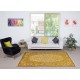 Yellow Overdyed Vintage Turkish Area Rug. Hand-Knotted Wool Carpet for Modern Interiors