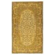 Yellow Overdyed Vintage Turkish Area Rug. Hand-Knotted Wool Carpet for Modern Interiors