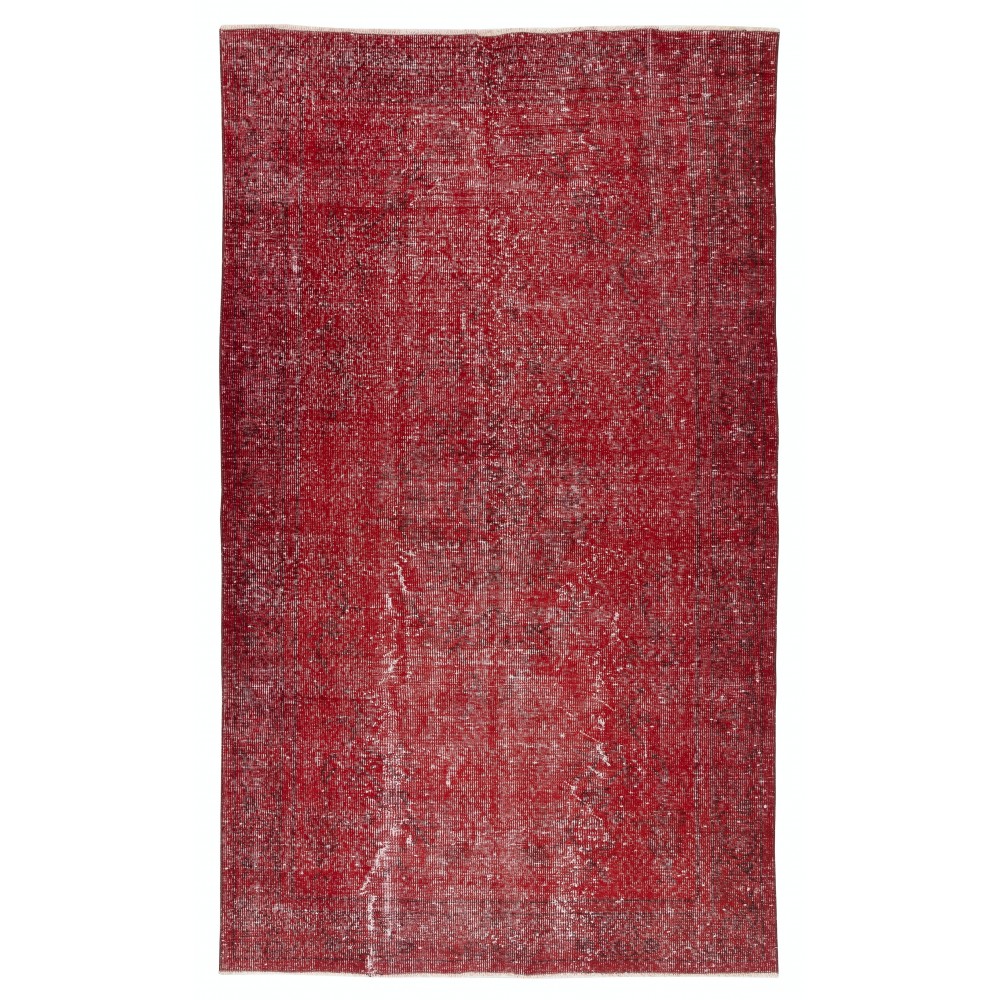 Modern Red Turkish Carpet for Bedroom. Vintage Handmade Wool Area Rug for Living Room Modern Red Turkish Carpet for Bedroom. Vintage Handmade Wool Area Rug for Living Room