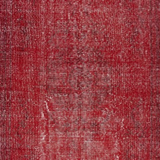 Modern Red Turkish Carpet for Bedroom. Vintage Handmade Wool Area Rug for Living Room