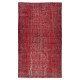 Modern Red Turkish Carpet for Bedroom. Vintage Handmade Wool Area Rug for Living Room Modern Red Turkish Carpet for Bedroom. Vintage Handmade Wool Area Rug for Living Room