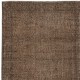 Vintage Wool Area Rug Overdyed in Brown for Modern Interiors. Handmade in Turkey