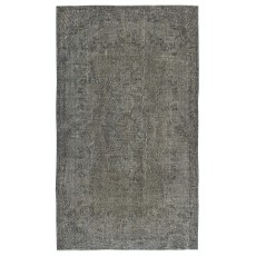 Gray Redyed Vintage Turkish Area Rug. Handmade Wool Carpet for Modern Interiors