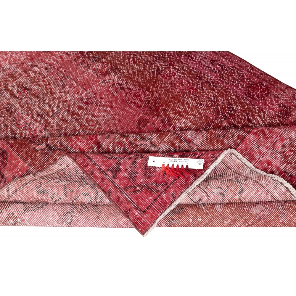 Red Overdyed Vintage Area Rug, Handwoven and Handknotted in Turkey for Contemporary Interiors Red Overdyed Vintage Area Rug, Handwoven and Handknotted in Turkey for Contemporary Interiors