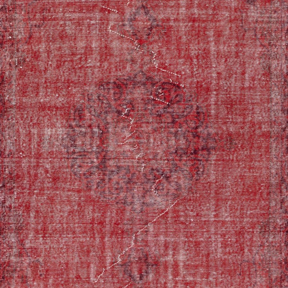 Red Overdyed Handmade Wool Rug. Vintage Turkish Area Rug for Living Room Red Overdyed Handmade Wool Rug. Vintage Turkish Area Rug for Living Room