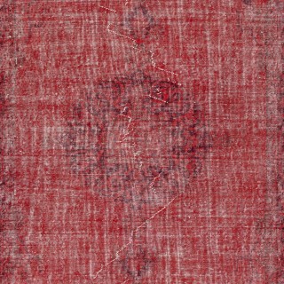 Red Overdyed Handmade Wool Rug. Vintage Turkish Area Rug for Living Room