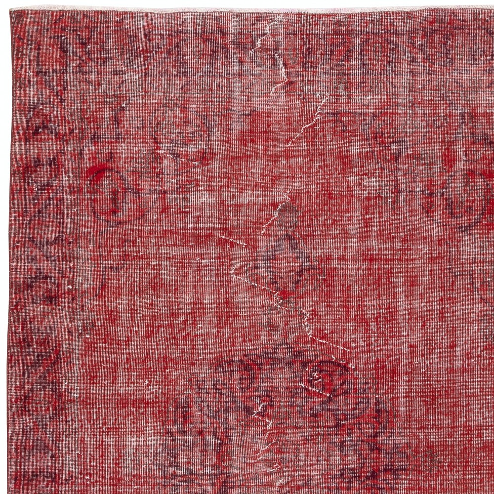 Red Overdyed Handmade Wool Rug. Vintage Turkish Area Rug for Living Room Red Overdyed Handmade Wool Rug. Vintage Turkish Area Rug for Living Room