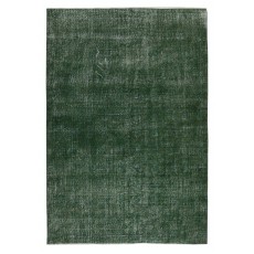 Green Overdyed Vintage Turkish Area Rug. Hand-Woven and Hand-Knotted Wool Carpet for Modern Interiors