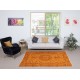 Orange Redyed Vintage Area Rug for Modern Interiors. Handknotted and Handwoven in Turkey Orange Redyed Vintage Area Rug for Modern Interiors. Handknotted and Handwoven in Turkey