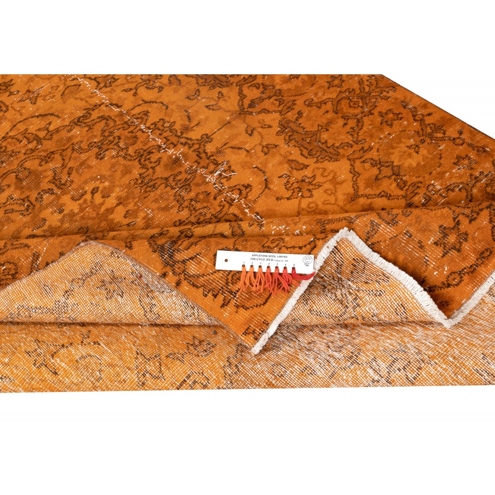 Orange Redyed Vintage Area Rug for Modern Interiors. Handknotted and Handwoven in Turkey Orange Redyed Vintage Area Rug for Modern Interiors. Handknotted and Handwoven in Turkey