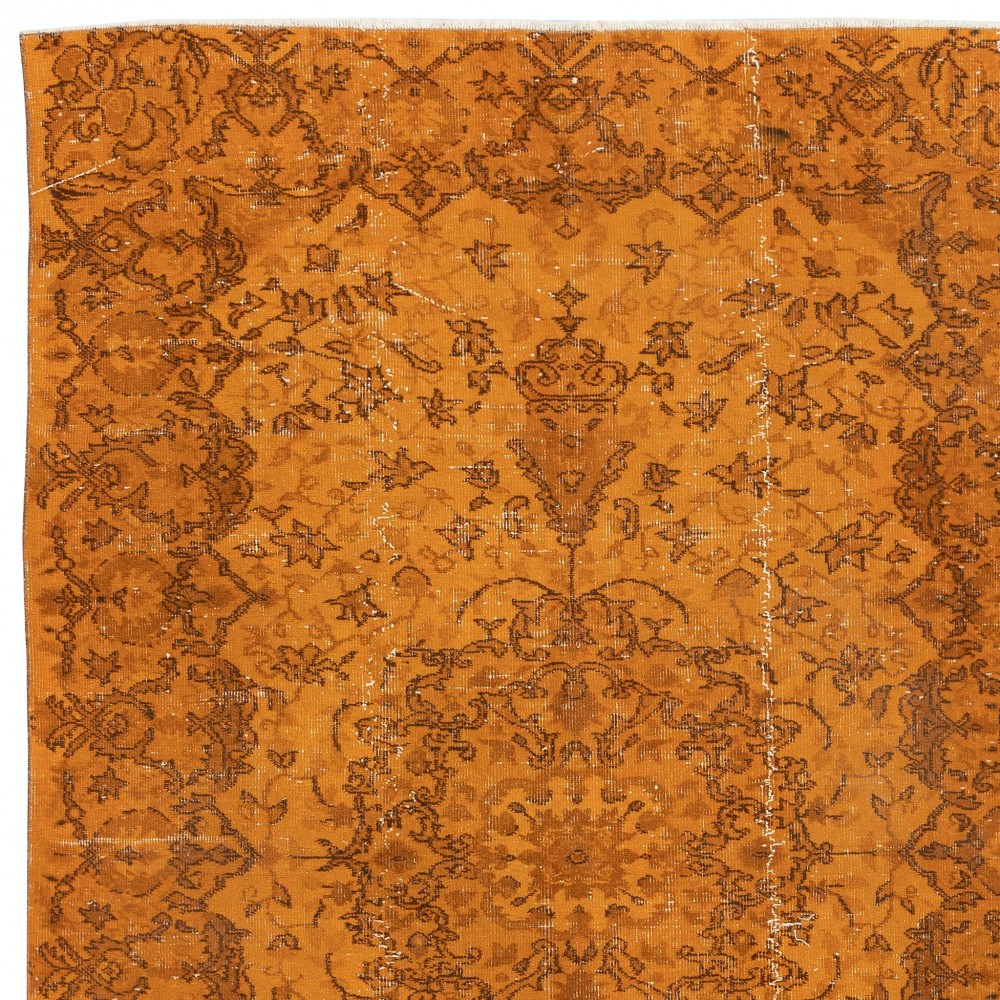 Orange Redyed Vintage Area Rug for Modern Interiors. Handknotted and Handwoven in Turkey Orange Redyed Vintage Area Rug for Modern Interiors. Handknotted and Handwoven in Turkey