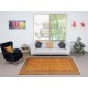 Hand-knotted Vintage Turkish Wool Area Rug Overdyed in Orange for Modern Interiors Hand-knotted Vintage Turkish Wool Area Rug Overdyed in Orange for Modern Interiors