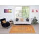 Vintage Wool Area Rug Overdyed in Orange for Contemporary Interiors. Hand-knotted in Turkey Vintage Wool Area Rug Overdyed in Orange for Contemporary Interiors. Hand-knotted in Turkey