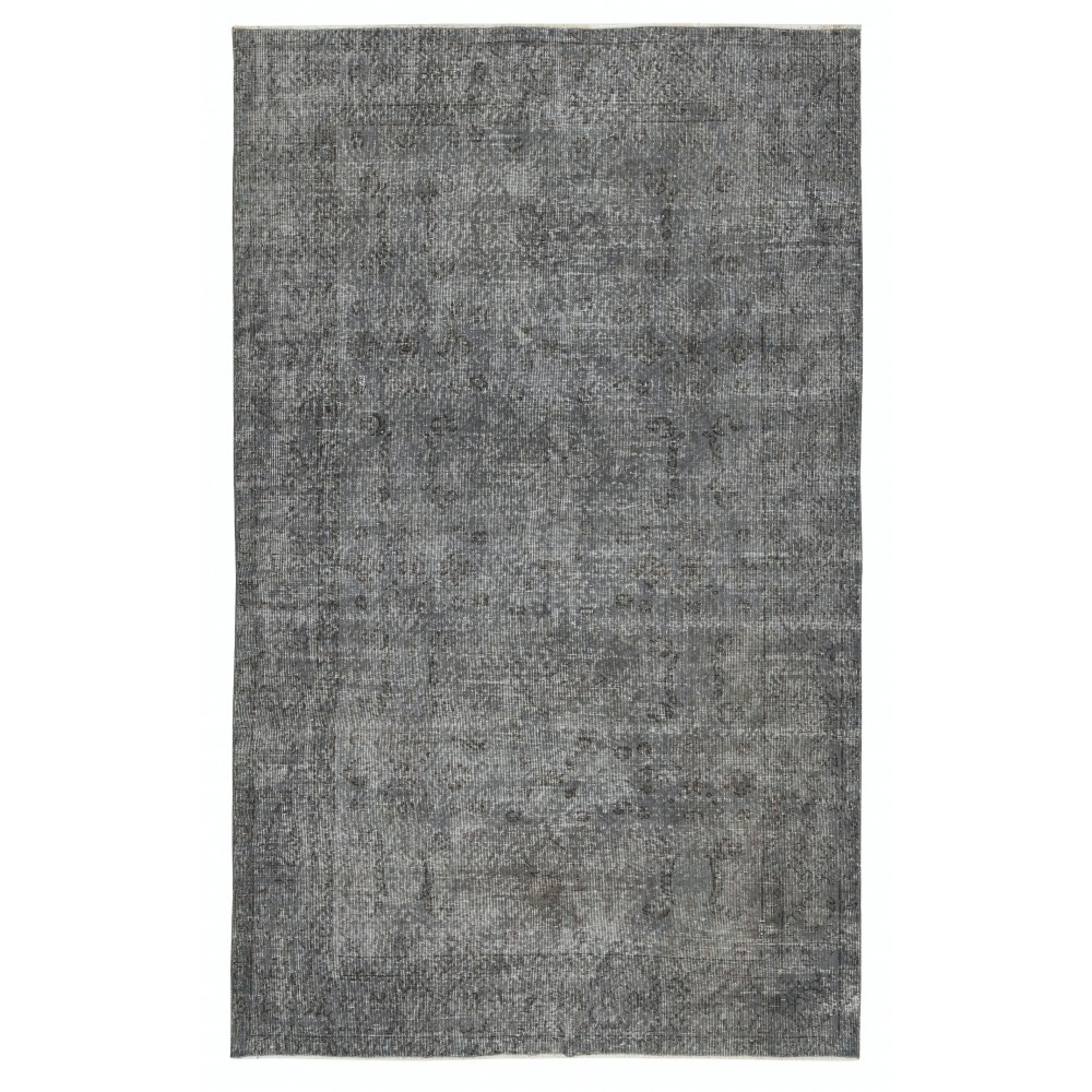 Vintage Handmade Turkish Wool Area Rug Overdyed in Gray for Contemporary Interiors Vintage Handmade Turkish Wool Area Rug Overdyed in Gray for Contemporary Interiors