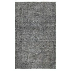 Vintage Handmade Turkish Wool Area Rug Overdyed in Gray for Contemporary Interiors