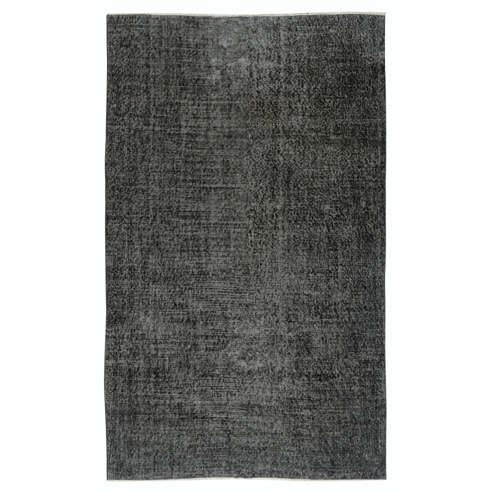 Vintage Handmade Turkish Wool Area Rug Overdyed in Black for Contemporary Interiors Vintage Handmade Turkish Wool Area Rug Overdyed in Black for Contemporary Interiors