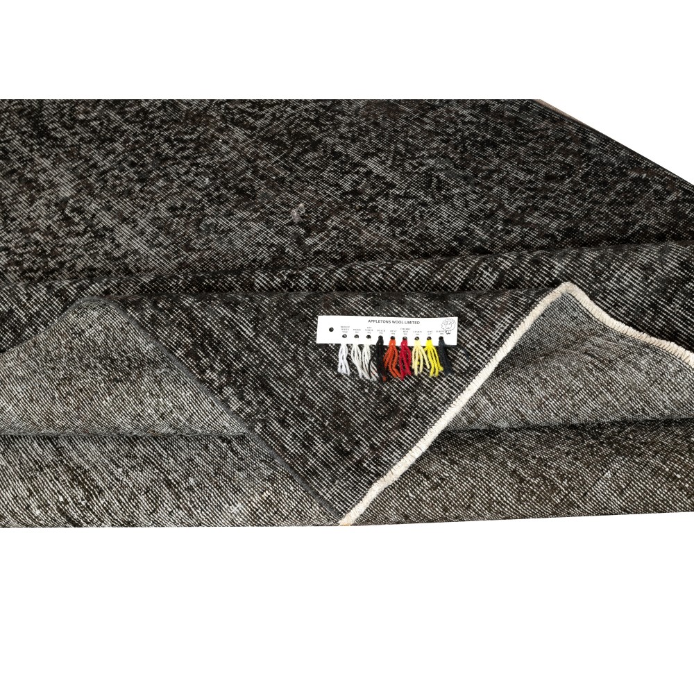 Vintage Handmade Turkish Wool Area Rug Overdyed in Black for Contemporary Interiors Vintage Handmade Turkish Wool Area Rug Overdyed in Black for Contemporary Interiors