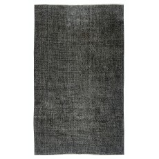 Vintage Handmade Turkish Wool Area Rug Overdyed in Black for Contemporary Interiors