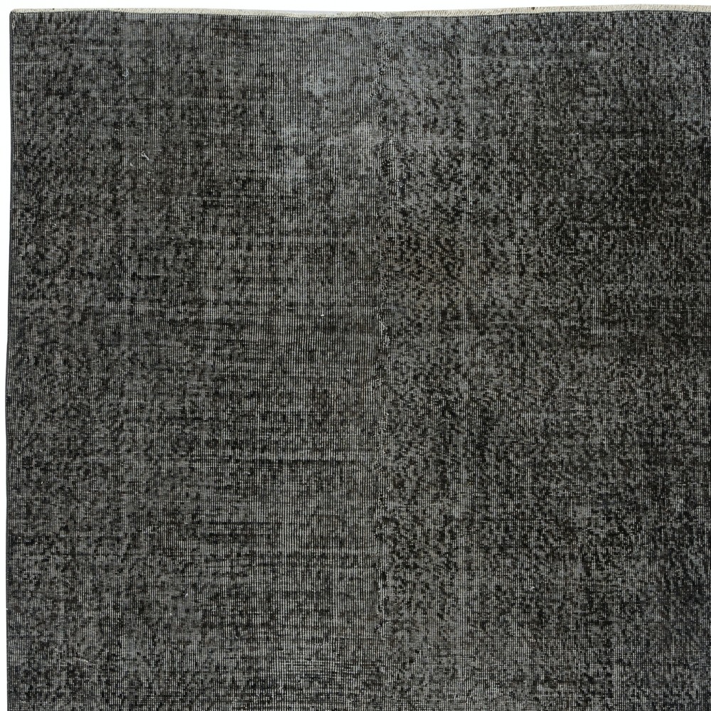 Vintage Handmade Turkish Wool Area Rug Overdyed in Black for Contemporary Interiors Vintage Handmade Turkish Wool Area Rug Overdyed in Black for Contemporary Interiors