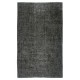 Vintage Handmade Turkish Wool Area Rug Overdyed in Black for Contemporary Interiors Vintage Handmade Turkish Wool Area Rug Overdyed in Black for Contemporary Interiors