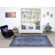 Blue Overdyed Vintage Turkish Area Rug. Hand-Knotted Wool Carpet for Modern Interiors