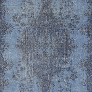 Blue Overdyed Vintage Turkish Area Rug. Hand-Knotted Wool Carpet for Modern Interiors