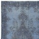 Blue Overdyed Vintage Turkish Area Rug. Hand-Knotted Wool Carpet for Modern Interiors