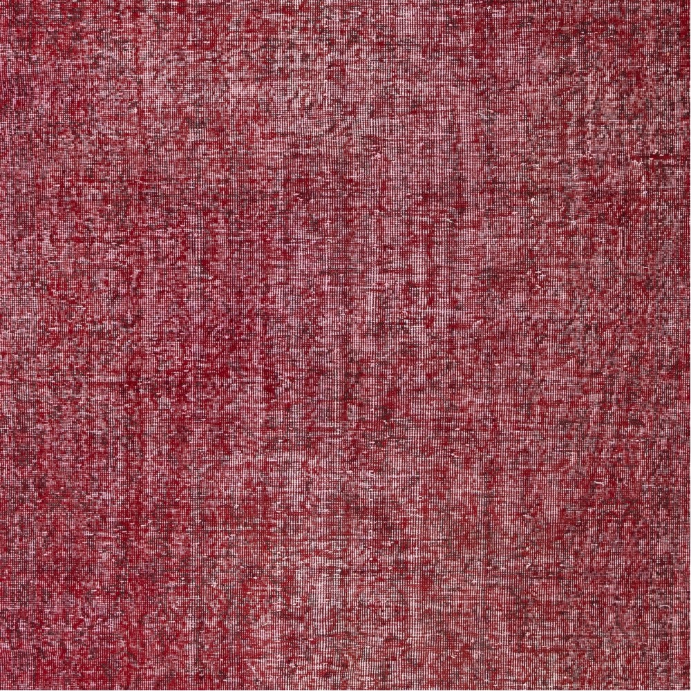 Vintage Wool Area Rug Overdyed in Red for Contemporary Interiors. Hand-knotted in Turkey Vintage Wool Area Rug Overdyed in Red for Contemporary Interiors. Hand-knotted in Turkey