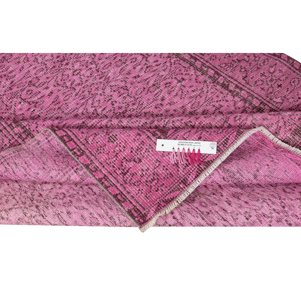 Handmade Turkish Wool Area Rug. Vintage Overdyed Pink Rug for Modern Home Handmade Turkish Wool Area Rug. Vintage Overdyed Pink Rug for Modern Home