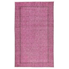 Handmade Turkish Wool Area Rug. Vintage Overdyed Pink Rug for Modern Home