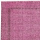 Handmade Turkish Wool Area Rug. Vintage Overdyed Pink Rug for Modern Home Handmade Turkish Wool Area Rug. Vintage Overdyed Pink Rug for Modern Home