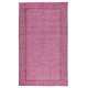Handmade Turkish Wool Area Rug. Vintage Overdyed Pink Rug for Modern Home Handmade Turkish Wool Area Rug. Vintage Overdyed Pink Rug for Modern Home
