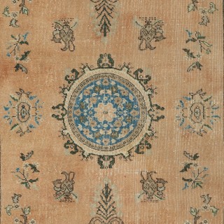 Traditional Hand-Knotted Vintage Turkish Red Area Rug. Handmade in Turkey