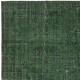 Distressed Vintage Handmade Turkish Wool Area Rug Overdyed in Green for Contemporary Interiors Distressed Vintage Handmade Turkish Wool Area Rug Overdyed in Green for Contemporary Interiors