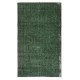 Distressed Vintage Handmade Turkish Wool Area Rug Overdyed in Green for Contemporary Interiors Distressed Vintage Handmade Turkish Wool Area Rug Overdyed in Green for Contemporary Interiors