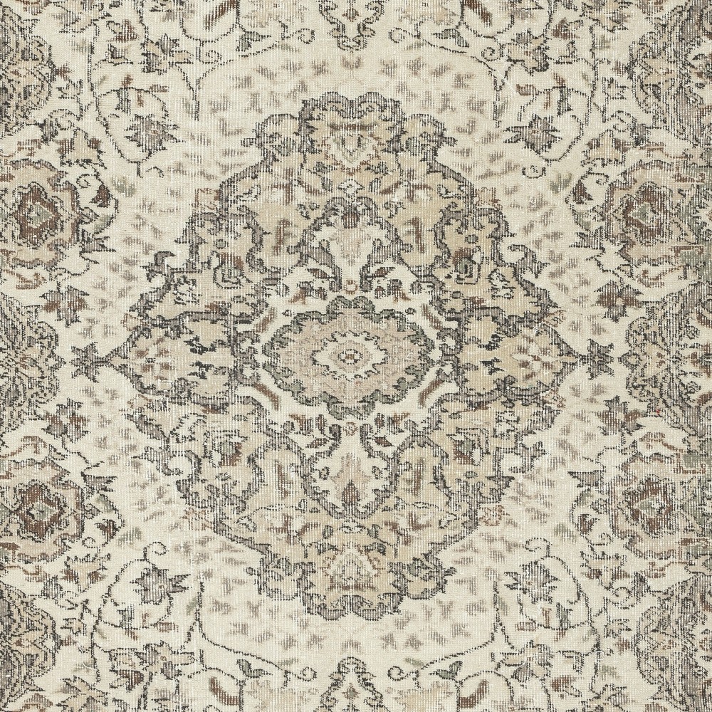 Hand-Knotted Turkish Wool Rug. Vintage Area Carpet with Medallion Design Hand-Knotted Turkish Wool Rug. Vintage Area Carpet with Medallion Design