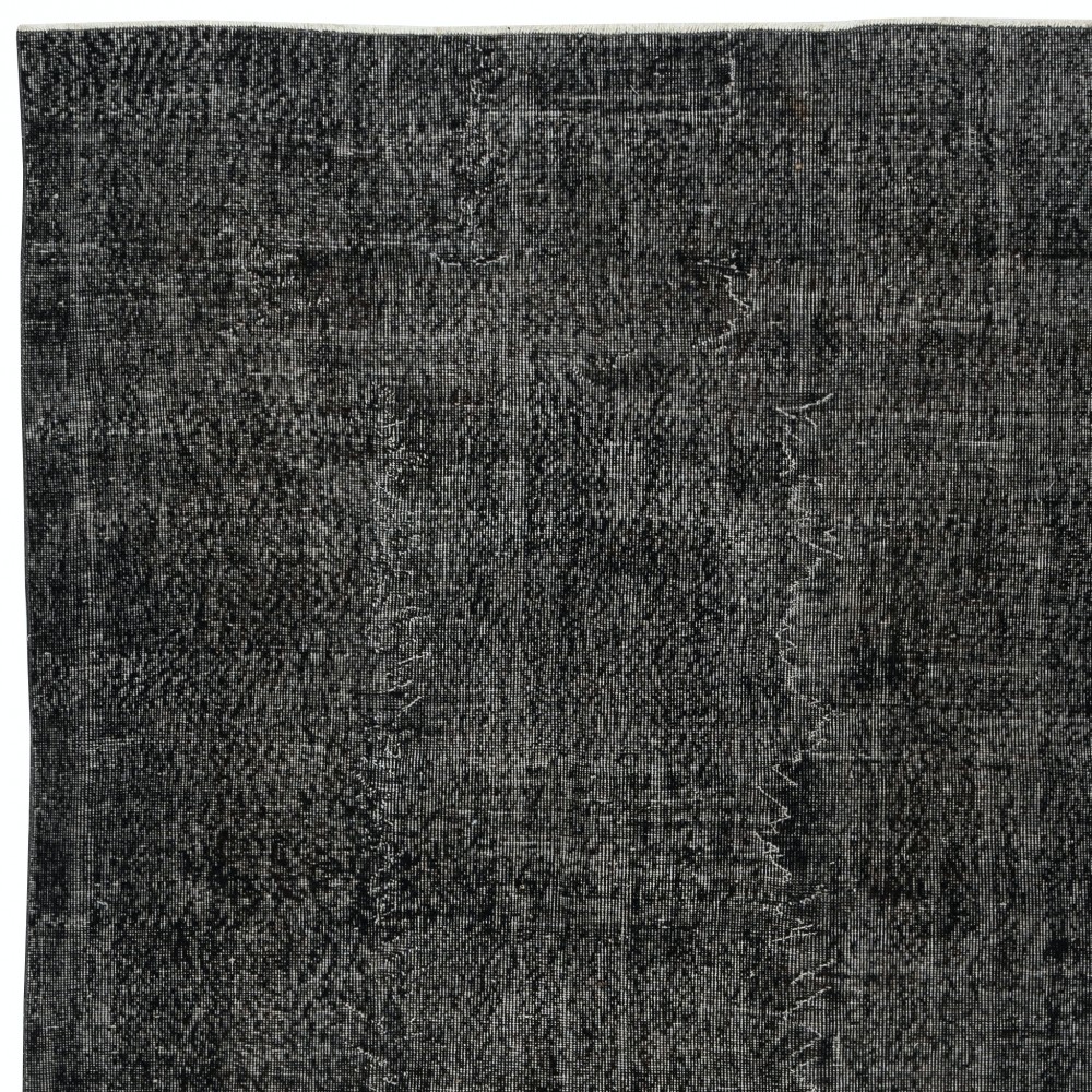 Modern Handmade Turkish Wool Area Rug. Vintage Black Redyed Carpet for Living Room Modern Handmade Turkish Wool Area Rug. Vintage Black Redyed Carpet for Living Room