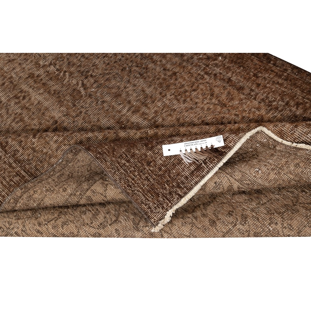 Brown Overdyed Vintage Turkish Area Rug. Hand-Knotted Wool Carpet for Modern Interiors