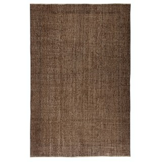 Brown Overdyed Vintage Turkish Area Rug. Hand-Knotted Wool Carpet for Modern Interiors